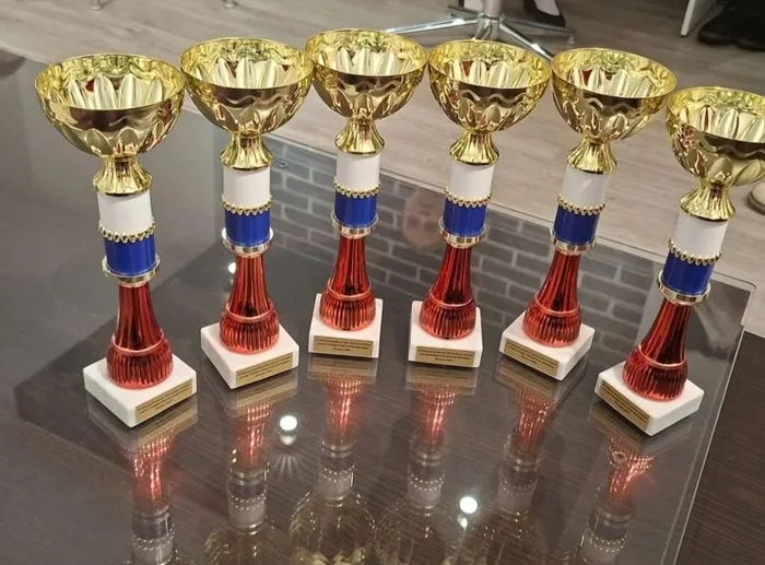 Шесть наградных статуэток МФК «Огни Рождественской Москвы», врученные ансамблю «Задоринка» по итогам конкурса, 8-10 января 2026 год, г. Москва